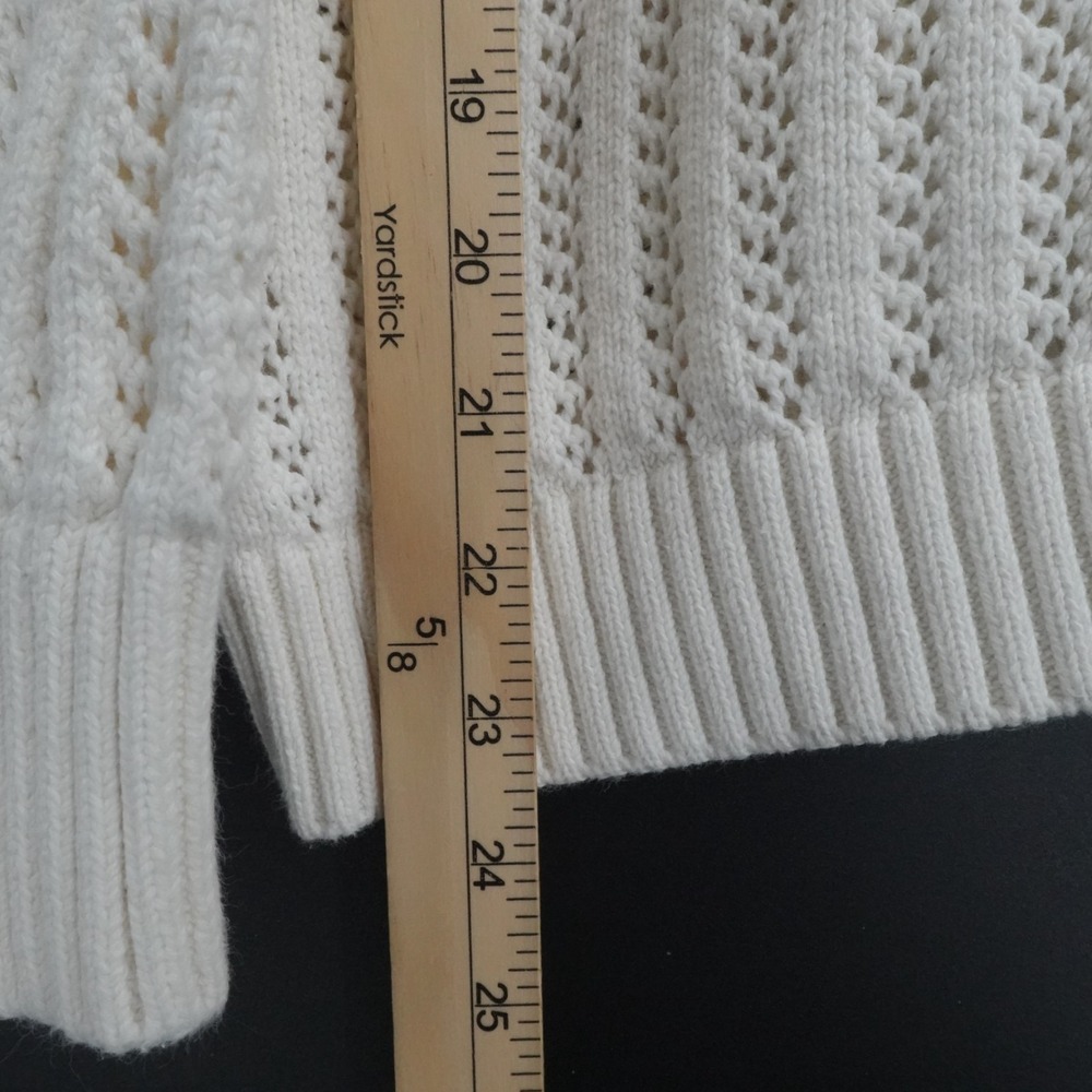 Sabo Skirt Sweater Womens Large Ivory Cream Open Knit Polo V Neck Coastal Preppy - Picture 5 of 11